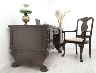 Neorenesansowe biurko z fotelem. Po profesjonalnej renowacji. - 2