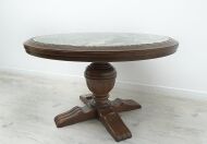 Stylowy dębowy stolik z marmurowym blatem, połowa XXw. Po renowacji. - 2