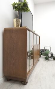 Zabytkowa komoda/biblioteka w stylu art deco, lata 40-te. Po renowacji. - 2