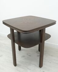 Dębowy kwadratowy stolik z dwoma blatami, lata 20-te. Po renowacji. - 3