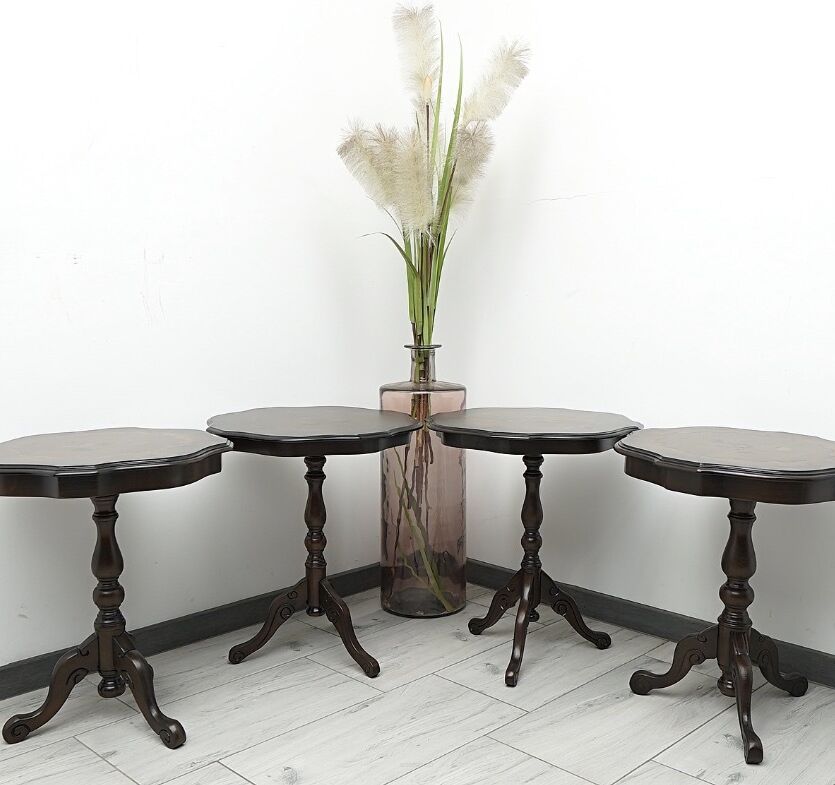 Stylowe stoliki intarsjowane. Po profesjonalnej renowacji.